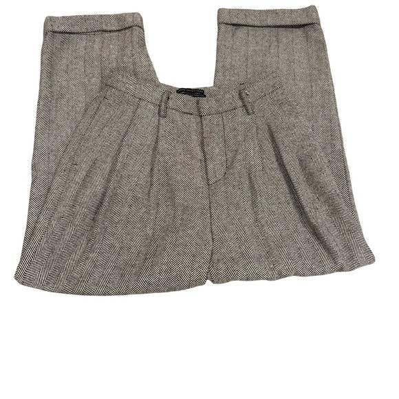 Urban Outfitters Herringbone Pleated Cuffed Wide Leg Trouser Pants Size 2 - Picture 2 of 9